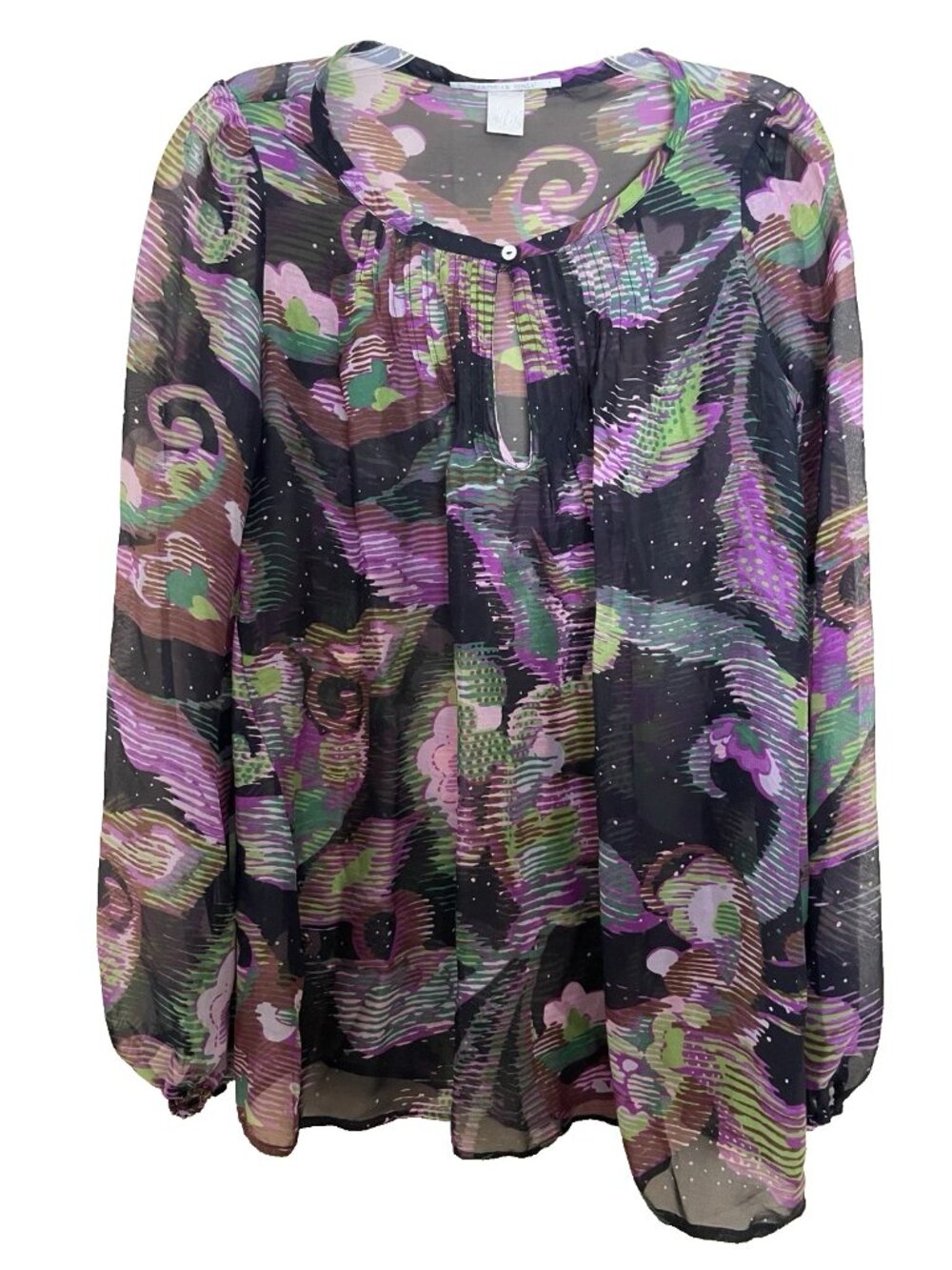 Nolita Silk Top Shirt Blouse Size 44 Floral Long Sleeves Moody Sheer whimsigoth